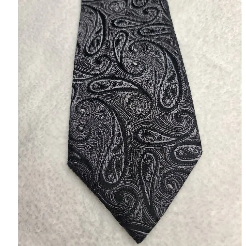 Chaps black silver paisley silk tie - 57.5
